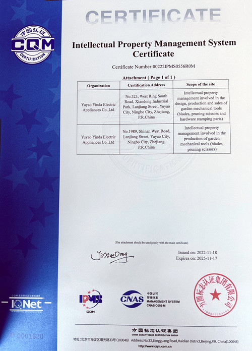 知識產(chǎn)權(quán)管理體系認(rèn)證證書(英文版)